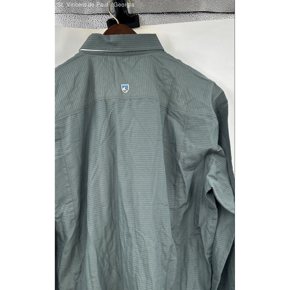 Men's Long Sleeve Button-Down Shirt - Slate Green - Picture 6 of 10